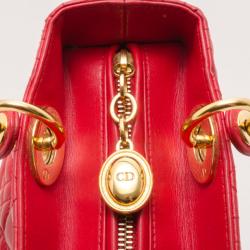 Dior Medium Red Leather Lady Dior