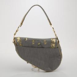 Pre Owned Dior Grey Sequins Limited Edition Saddle Bag
