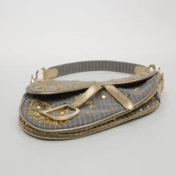 Pre Owned Dior Grey Sequins Limited Edition Saddle Bag