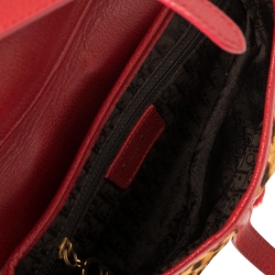 Pre Owned Dior Brown/Red Leopard Print Calfhair and Leather Saddle Bag