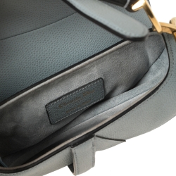 Pre Owned Dior Blue Leather Mini Saddle Bag