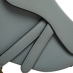 Pre Owned Dior Blue Leather Mini Saddle Bag