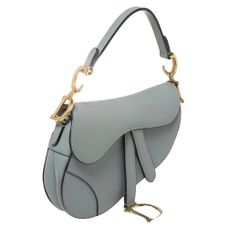 Pre Owned Dior Blue Leather Mini Saddle Bag