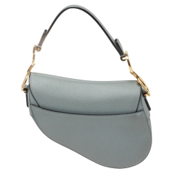 Pre Owned Dior Blue Leather Mini Saddle Bag
