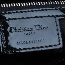 Pre Owned حقيبة يد ديور ليدي ديور جلد لامع سوداء كبيرة