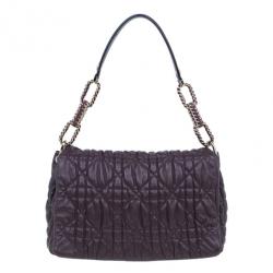 مملوكة مسبقًا Dior Purple Lambskin Large Cannage Quilted Flap Shoulder Bag