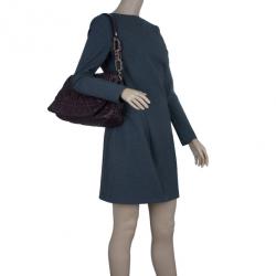 مملوكة مسبقًا Dior Purple Lambskin Large Cannage Quilted Flap Shoulder Bag