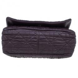 مملوكة مسبقًا Dior Purple Lambskin Large Cannage Quilted Flap Shoulder Bag