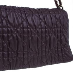 مملوكة مسبقًا Dior Purple Lambskin Large Cannage Quilted Flap Shoulder Bag