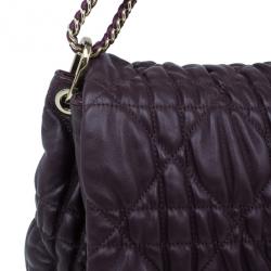 مملوكة مسبقًا Dior Purple Lambskin Large Cannage Quilted Flap Shoulder Bag