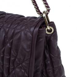 مملوكة مسبقًا Dior Purple Lambskin Large Cannage Quilted Flap Shoulder Bag