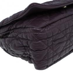 مملوكة مسبقًا Dior Purple Lambskin Large Cannage Quilted Flap Shoulder Bag