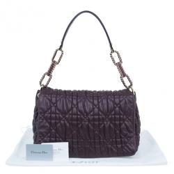 مملوكة مسبقًا Dior Purple Lambskin Large Cannage Quilted Flap Shoulder Bag