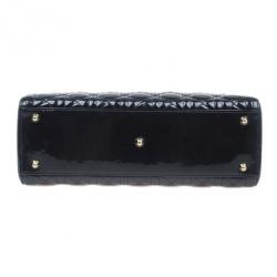 Pre Owned حقيبة ديور ليدي ديور جلد أسود لامع كبيرة