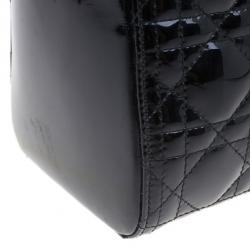 Pre Owned حقيبة ديور ليدي ديور جلد أسود لامع كبيرة