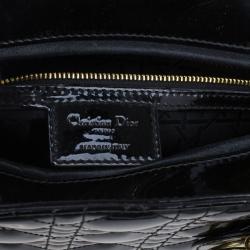Pre Owned حقيبة ديور ليدي ديور جلد أسود لامع كبيرة