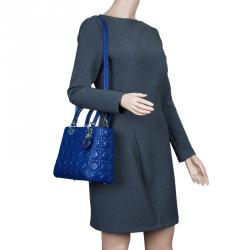 Pre Owned حقيبة ديور ليدي ديور جلد أزرق كحلي متوسطة