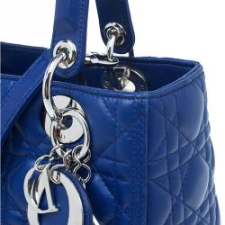 Pre Owned حقيبة ديور ليدي ديور جلد أزرق كحلي متوسطة