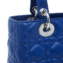 Pre Owned حقيبة ديور ليدي ديور جلد أزرق كحلي متوسطة