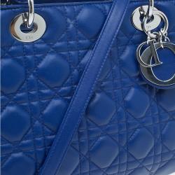 Pre Owned حقيبة ديور ليدي ديور جلد أزرق كحلي متوسطة