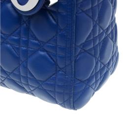 Pre Owned حقيبة ديور ليدي ديور جلد أزرق كحلي متوسطة