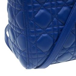 Pre Owned حقيبة ديور ليدي ديور جلد أزرق كحلي متوسطة