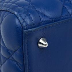 Pre Owned حقيبة ديور ليدي ديور جلد أزرق كحلي متوسطة