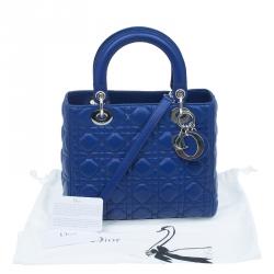 Pre Owned حقيبة ديور ليدي ديور جلد أزرق كحلي متوسطة