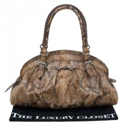 Pre Owned Dior Brown Python My Dior Frame Bag