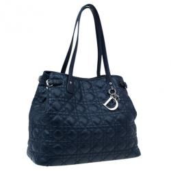 مملوكة مسبقًا حقيبة توت ديور ’باناريا’ مغطاة بالكانفاس الكحلي متوسطة