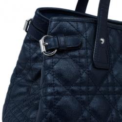 مملوكة مسبقًا حقيبة توت ديور ’باناريا’ مغطاة بالكانفاس الكحلي متوسطة