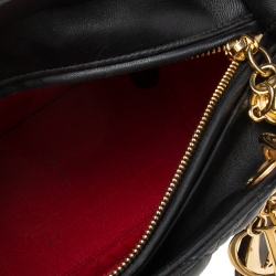 Pre Owned حقيبة يد توتس ديور ليدي ديور جلد كاناج أسود متوسطة  