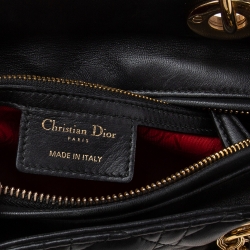 Pre Owned حقيبة يد توتس ديور ليدي ديور جلد كاناج أسود متوسطة  