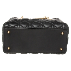 Pre Owned حقيبة يد توتس ديور ليدي ديور جلد كاناج أسود متوسطة  