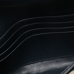 Pre Owned Dior Navy Blue Oblique Canvas and Leather Saddle Wallet On Chain