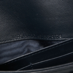 Pre Owned Dior Navy Blue Oblique Canvas and Leather Saddle Wallet On Chain