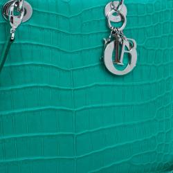 Pre Owned حقيبة توت ديور ليدي ديور خضراء جلد تمساح متوسطة