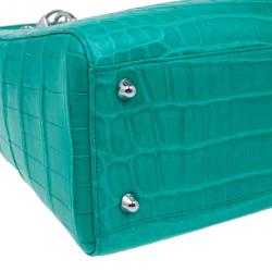 Pre Owned حقيبة توت ديور ليدي ديور خضراء جلد تمساح متوسطة