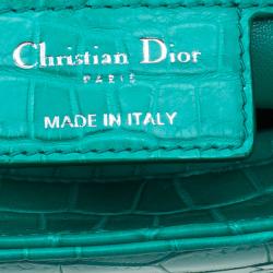 Pre Owned حقيبة توت ديور ليدي ديور خضراء جلد تمساح متوسطة