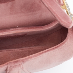 Pre Owned Dior Beige Velvet Mini Saddle Bag