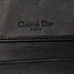 Pre Owned Dior Black Cannage Leather Lady Dior Compact Zip Around Wallet