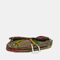 Pre Owned Dior Beige Canvas Saddle Rasta Vintage  Shoulder Bag
