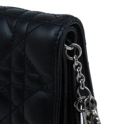 مملوكة مسبقًا Dior Black Lambskin Cannage Clutch