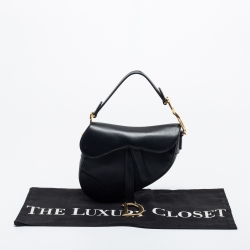Pre Owned Dior Black Leather Mini Saddle Bag