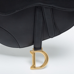 Pre Owned Dior Black Leather Mini Saddle Bag
