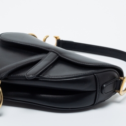 Pre Owned Dior Black Leather Mini Saddle Bag