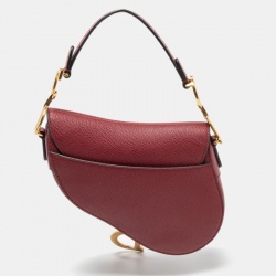 Pre Owned Dior Burgundy Leather Saddle Bag