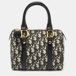 Christian Dior Black, Pattern Print Diorissimo Boston Bag