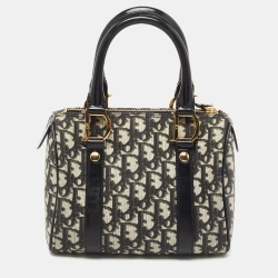 مملوكة مسبقًا Dior Black/White Diorissimo Canvas and Leather Boston Bag