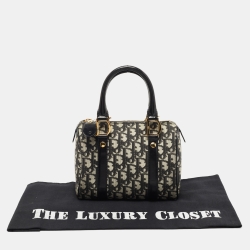 مملوكة مسبقًا Dior Black/White Diorissimo Canvas and Leather Boston Bag